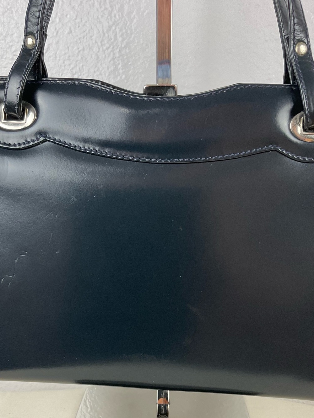 Vintage 1960's Blue Dofan of France Hand Bag with Silver-Tone Hardware - Picture 11 of 11